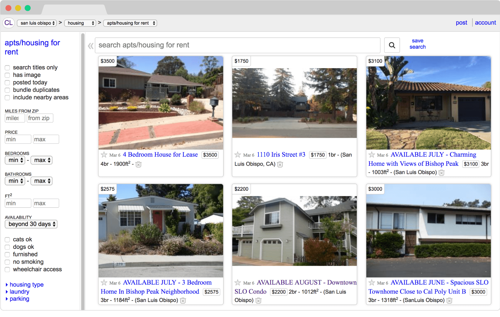 Craigslist Housing Section