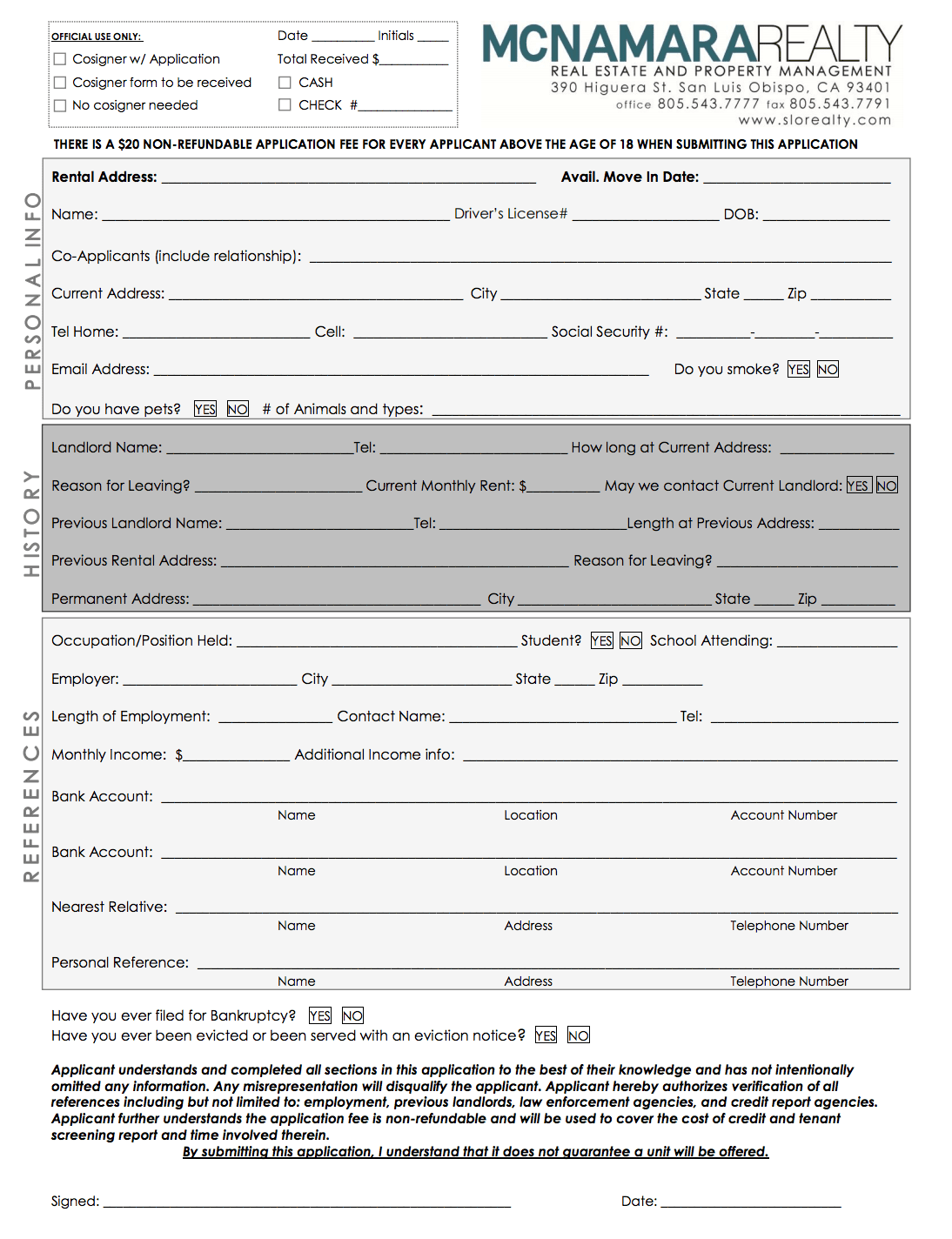 Example Rental Application